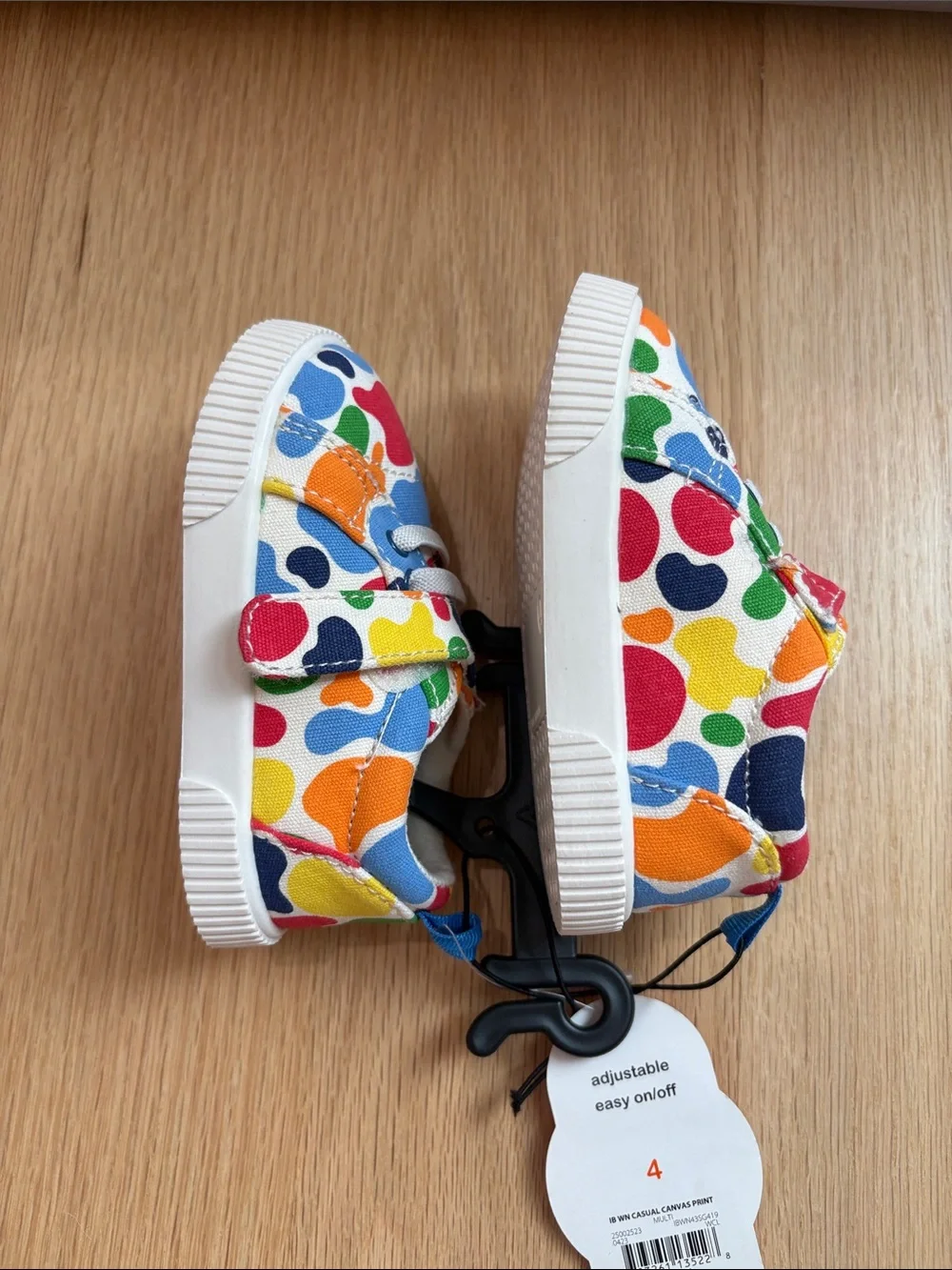 Kids Multi-Color Canvas Sneakers and White Slip-On Set Size 3 and 4 toddler